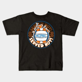 Volleyball Served Hot Blue Orange Vball Kids T-Shirt